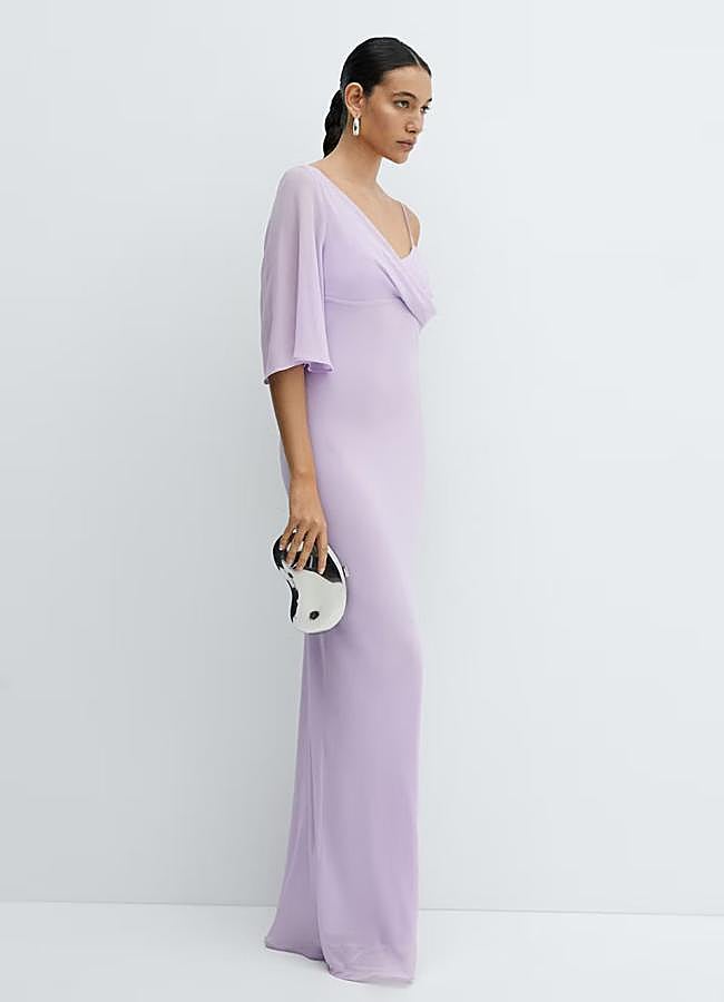 Imagen - Vestido con detalle asimétrico en lila de Mango Outlet.