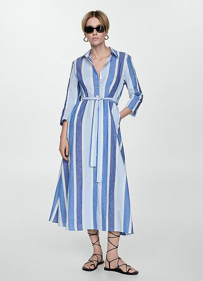 Imagen - Vestido de lino con estampado de rayas