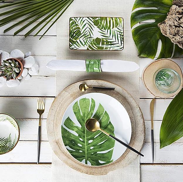 La vajilla de porcelana de 18 piezas Excelsa Foliage está rebajada en Amazon a 67.35 euros.