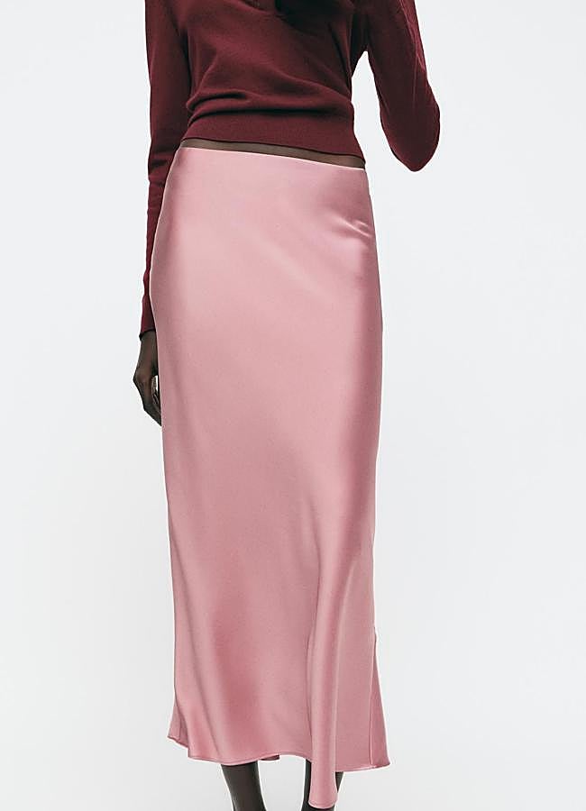 Imagen - Falda satinada rosa pastel