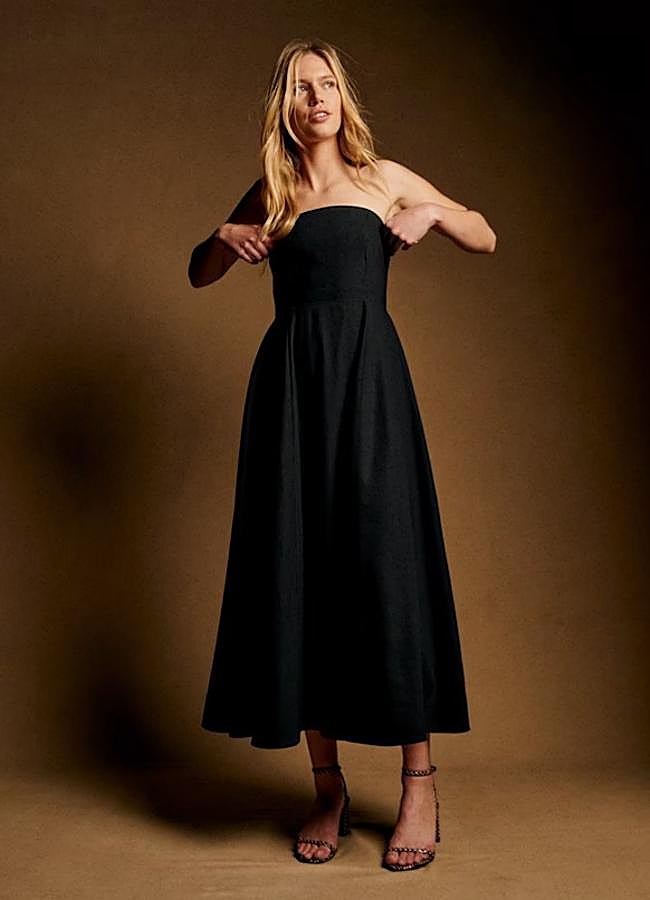 Imagen - Vestido negro de palabra de honor de Sézane, 180 euros.