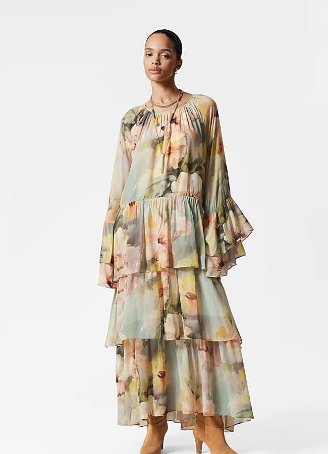 Imagen - Maxi vestido de volantes con flores