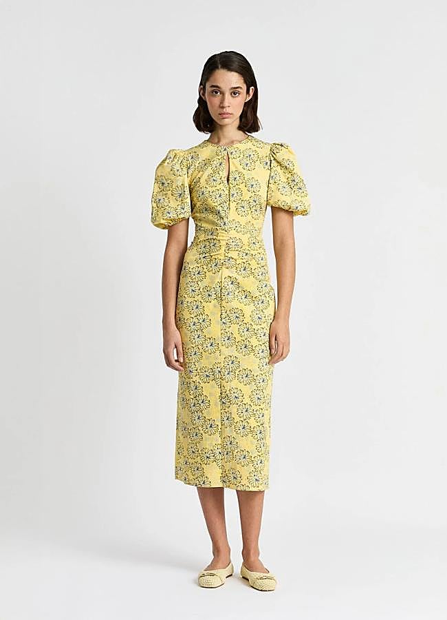 Imagen - Vestido midi en color amarillo de Laagam.