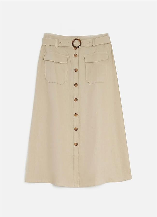 Imagen - Falda abotonada midi en color crudo de Caroll, a la venta en Zalando, 95 euros.