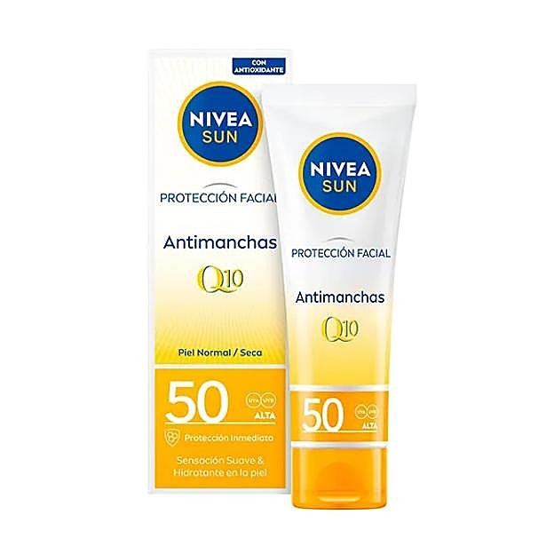 Protector solar Protección Facial UV Q10 Antimanchas & Antiedad FP50 de Nivea.