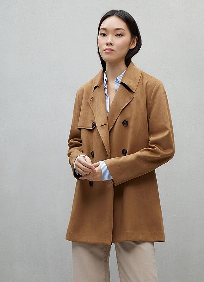 Imagen - Gabardina efecto ante con cinturón