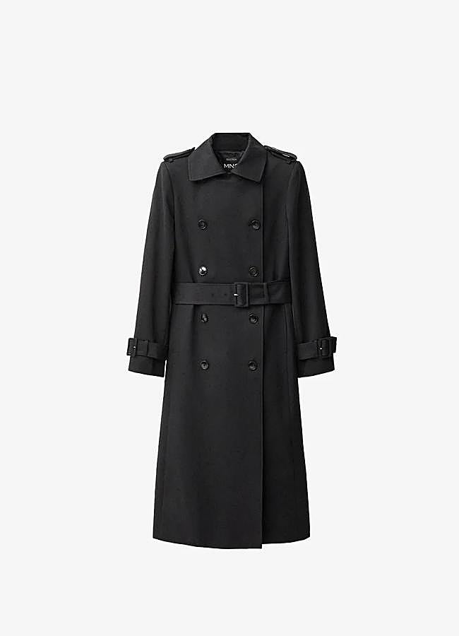 Imagen - Gabardina negra minimal de Mango, 129,99 euros.