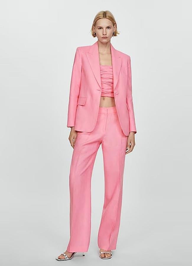 Imagen - Traje de lino color rosa