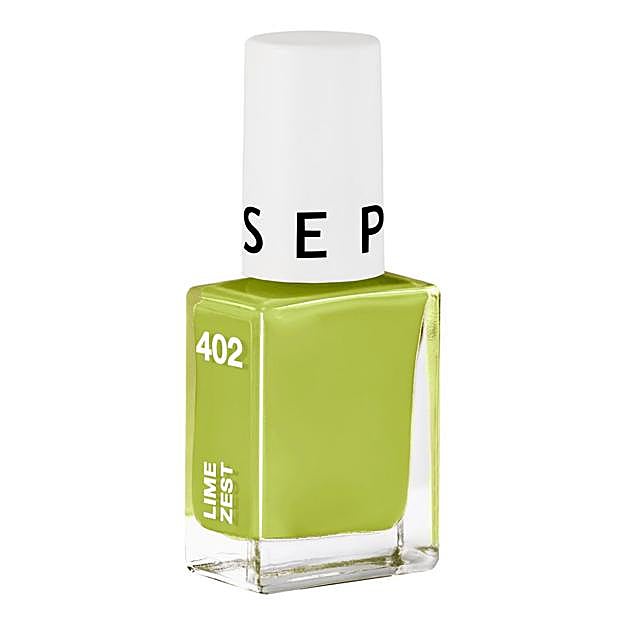 Esmalte de uñas en color verde Lime Zest de Sephora.