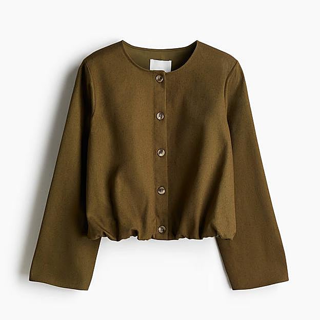 Chaqueta de sarga con bajo fruncido (39,99€)