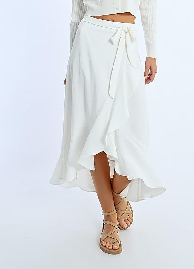 Imagen - Falda pareo de volantes blanca