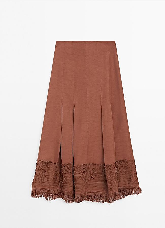 Imagen - Falda midi con bordado de Massimo Dutti.