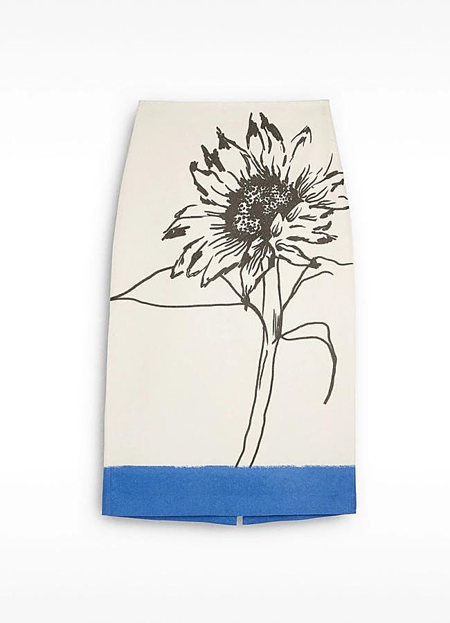 Imagen - Falda midi con lino estampado floral de Parfois (49,99€)