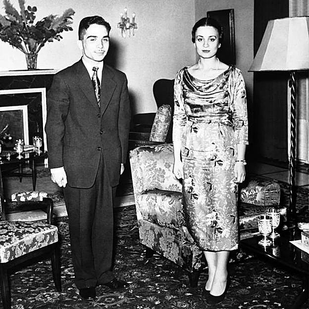 Hussein y Dina de Jordania, en una imagen de 1955. 