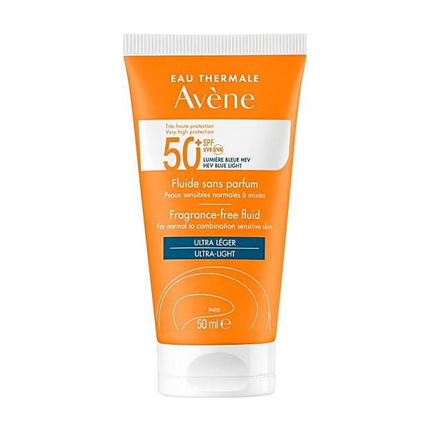 Avène Solar Fluido Sin Perfume SPF50+.