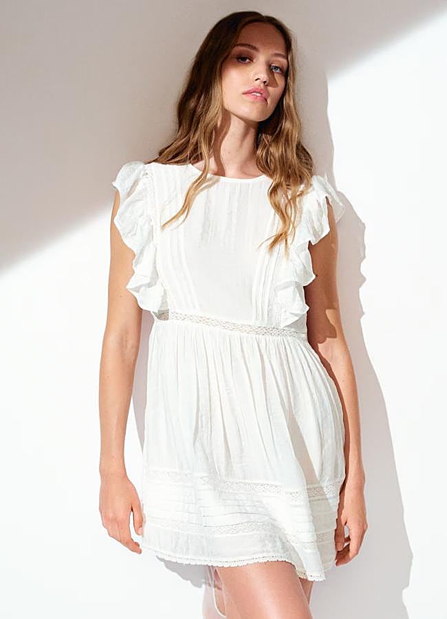 Imagen - Vestido corto con jaretas y entredós