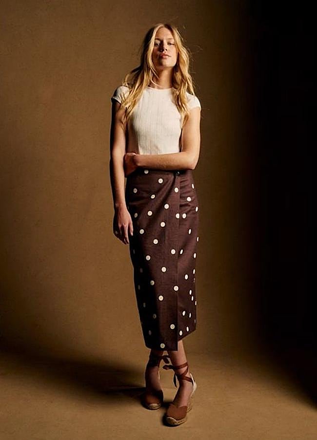 Imagen - Falda midi con estampado de lunares