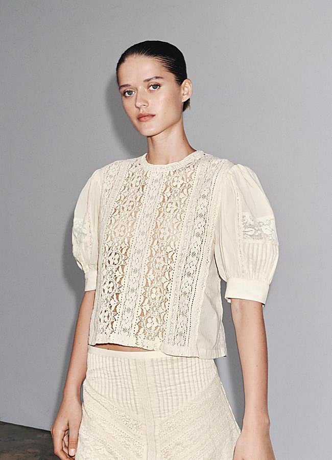 Imagen - Blusa romántica blanca con encaje