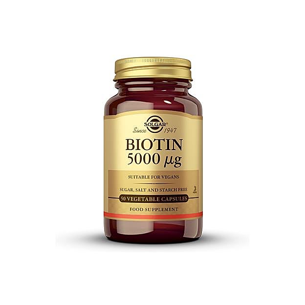 Suplemento de biotina de Solgar.