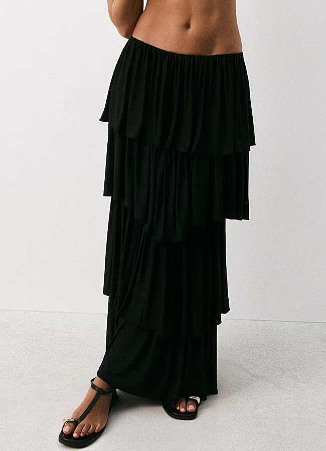 Imagen - Maxi falda de volantes color negro