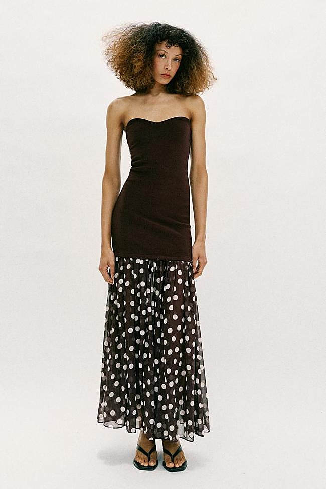 Vestido combinado lunares (35,95€)