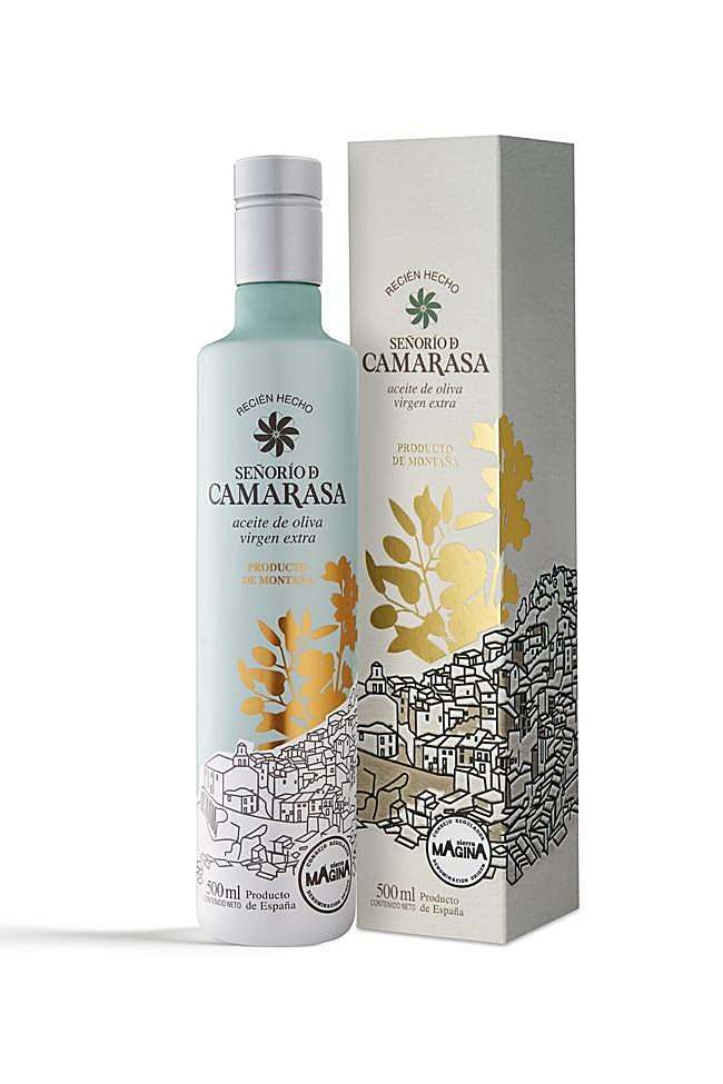 Botella de aceite de Señorío de Camarasa de la cooperativa jienense de Santa Isabel de Torres.