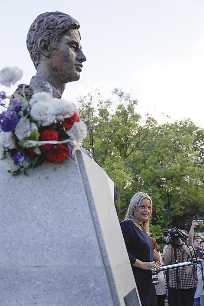 María del Mar Blanco en el acto del homenaje del 21 aniversario del asesinato de Miguel Ángel Blanco.