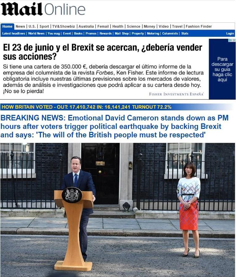 Así ve la prensa británica la salida de Reino Unido de la UE