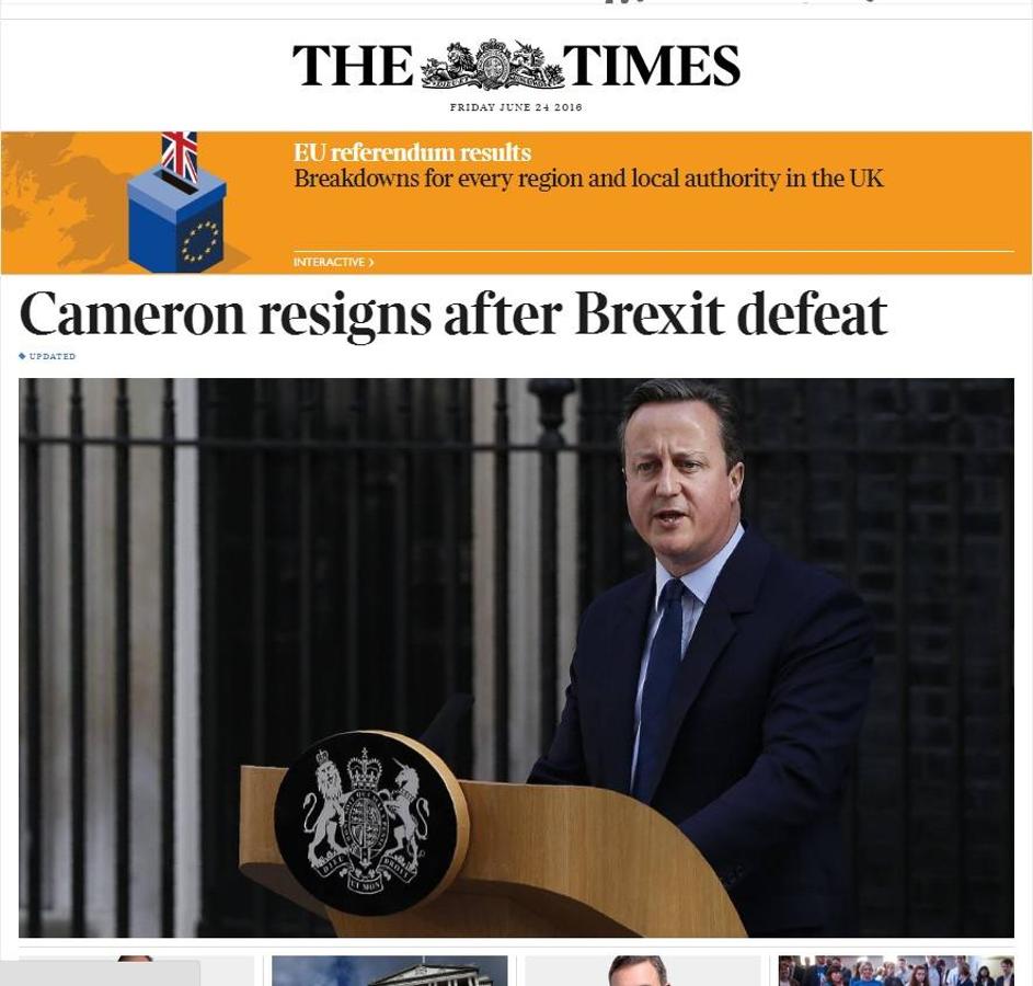 Así ve la prensa británica la salida de Reino Unido de la UE