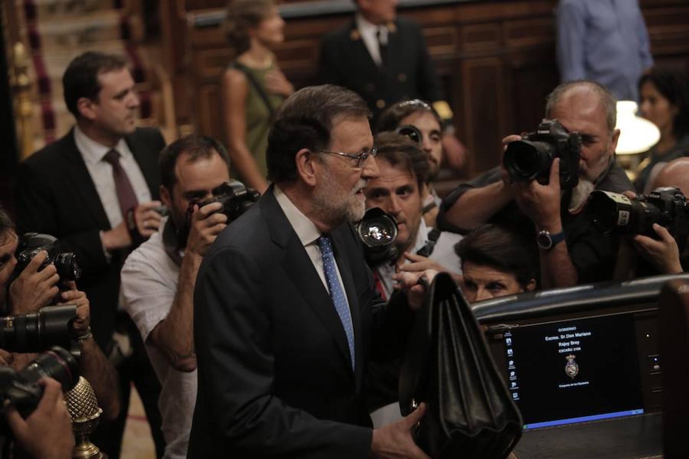 Mariano Rajoy, presidente en funciones antes de comenzar el discurso.