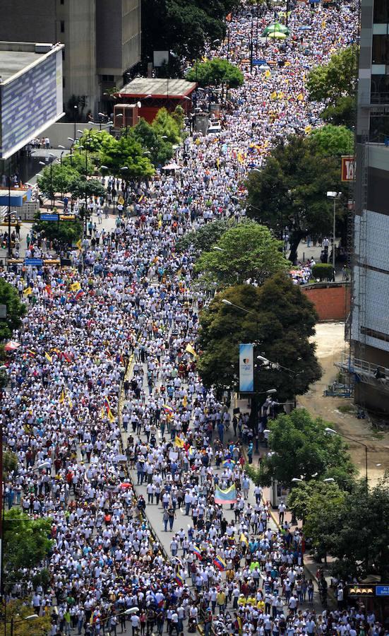 Calles del centro de Caracas desde el aire.