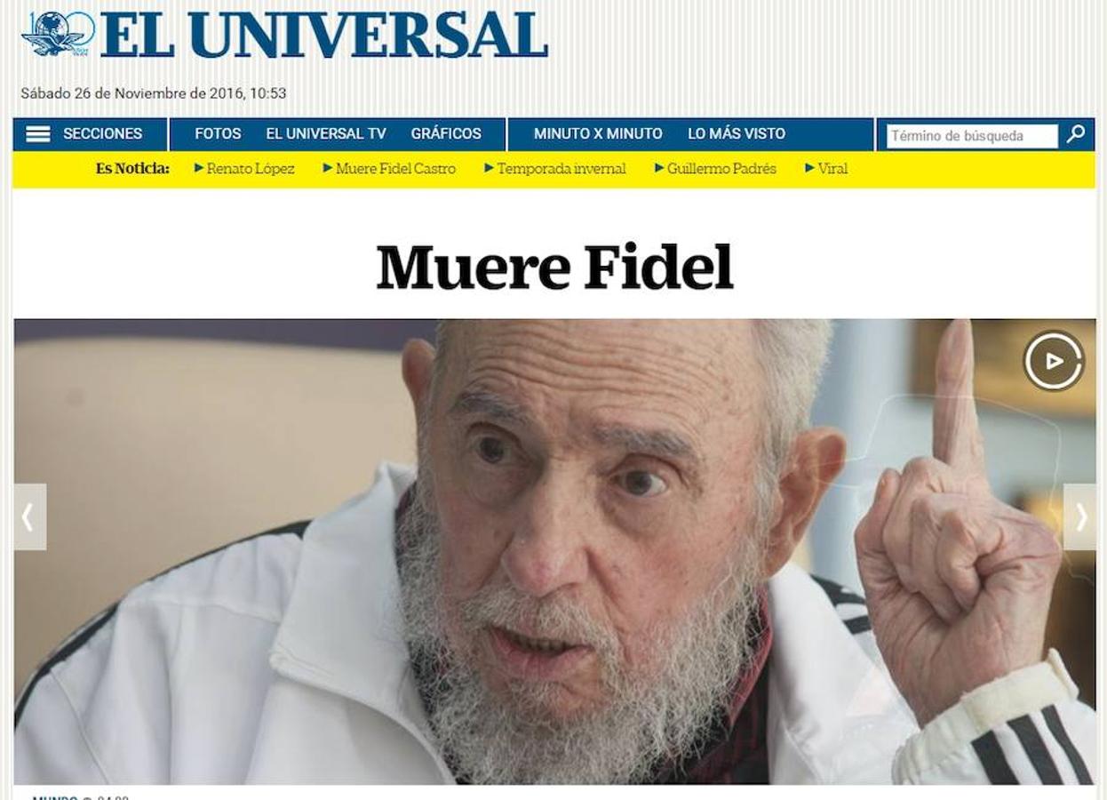 EL UNIVERSAL: «Muere Fidel»