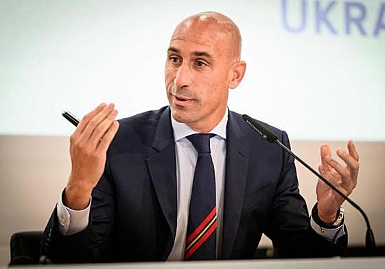 Luis Rubiales, durante una rueda de prensa