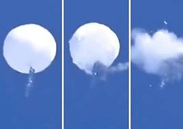 Las imágenes muestran el momento en que el globo chino es derribado