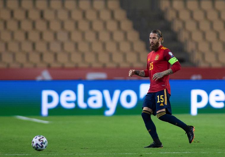 Sergio Ramos, durante su último partido con España, ante Kosovo en marzo de 2021.