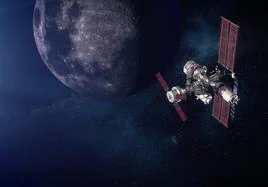 Recreación de la futura estación orbital lunar Gateway.