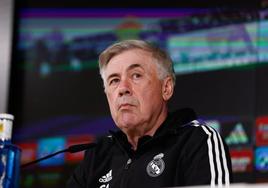 Carlo Ancelotti, durante su rueda de prensa previa al clásico.