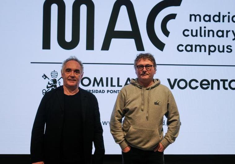 Ferran Adrià y Andoni Luis Aduriz en la presentación del Madrid Culinary Campus.