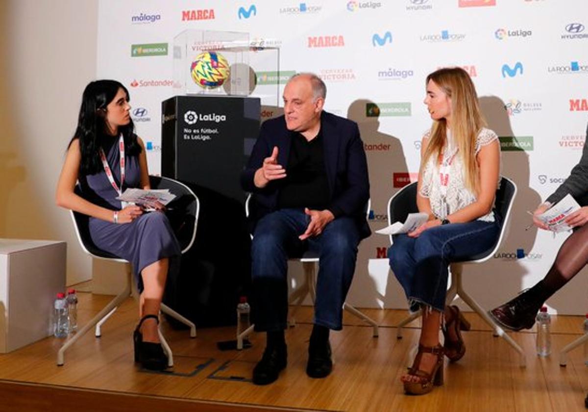 Javier Tebas, durante su entrevista en Málaga.