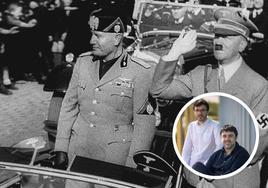Hitler y Mussolini, en uno de sus encuentros. En el detalle, Manuel P. Villatoro e Israel Viana, autores de 'Historia de la Segunda Guerra Mundial'.