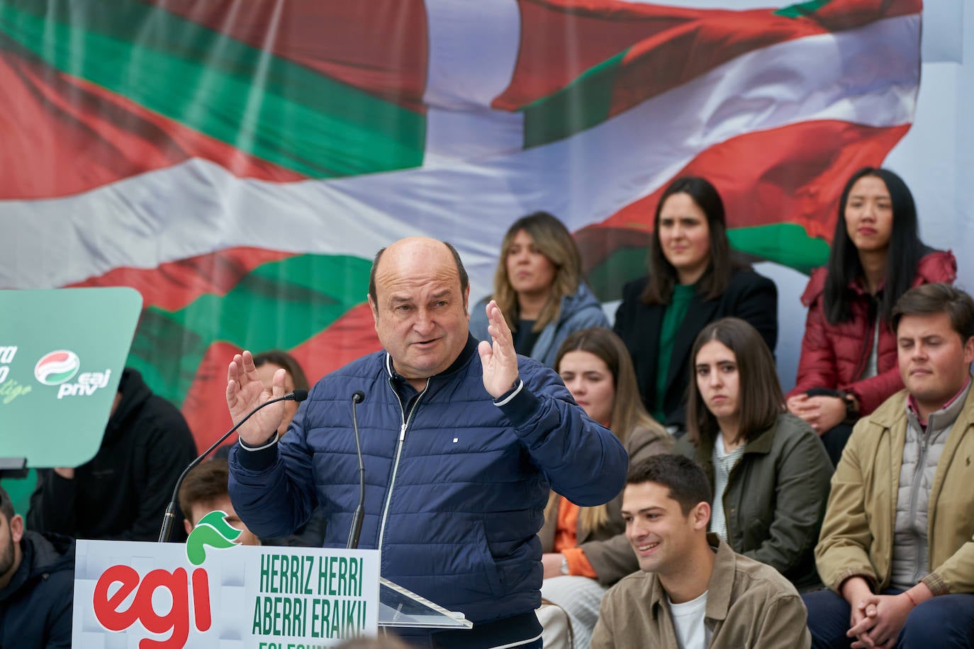 El presidente del PNV y del Euzkadi Buru Batzaren (EBB), Andoni Ortuzar, durante el EGI Eguna.