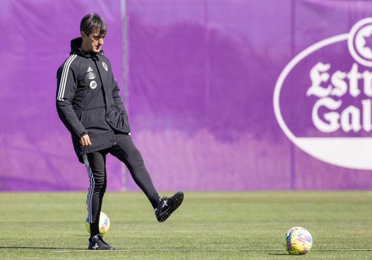 Pacheta, durante el entrenamiento de esta mañana,