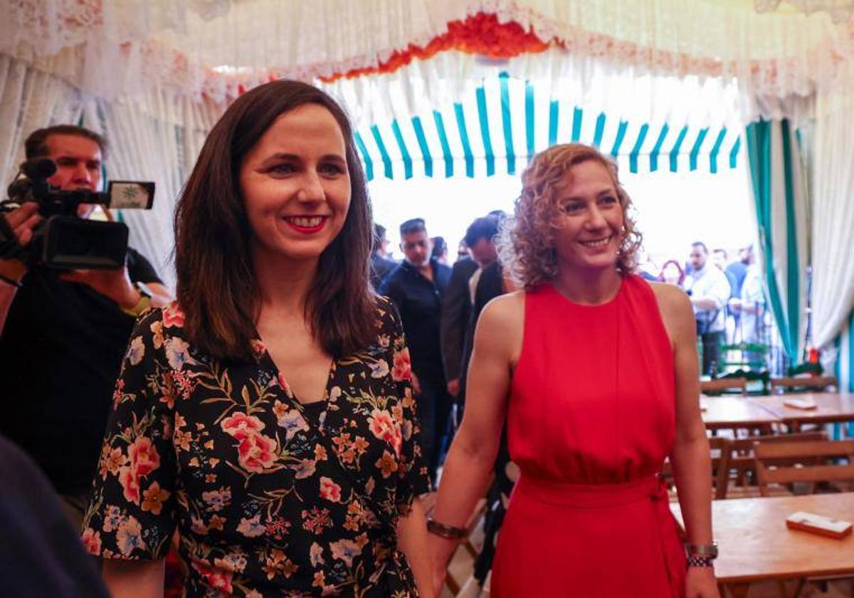 Ione Belarra durante su visita este domingo a la Feria de Abril de Sevilla.