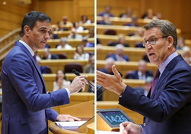 Pedro Sánchez, presidente del Gobierno, y Alberto Núñez Feijóo, presidente del PP.