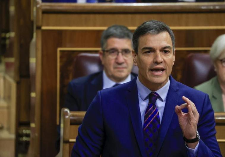 El presidente del Gobierno, Pedro Sánchez, en la sesión de control este miércoles en el Congreso.