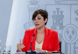 La ministra de Política Territorial y portavoz del Gobierno, Isabel Rodríguez, durante la rueda de prensa posterior a la reunión del Consejo de Ministros de este miércoles.