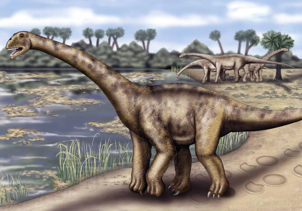 Recreación del Turiasaurus, una especie de saurópodo gigante encontrado en Teruel.