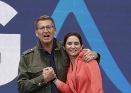 Alberto Núñez Feijóo e Isabel Díaz Ayuso este sábado en Getafe.