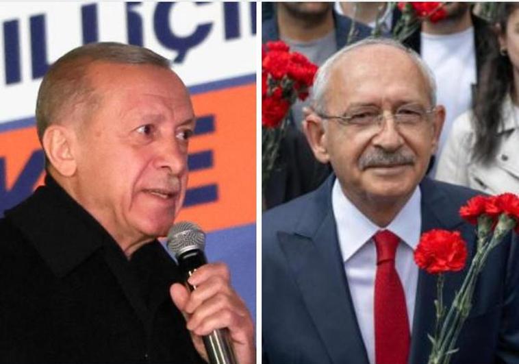 El presidente turco, Recep Tayyip Erdogan, y su rival Kemal Kilicdaroglu.