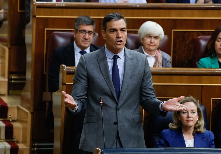 Pedro Sánchez durante la sesión de control al Gobierno este miércoles